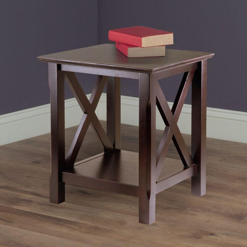 Cappuccino Wood Composite Rectangular End Table with Shelves