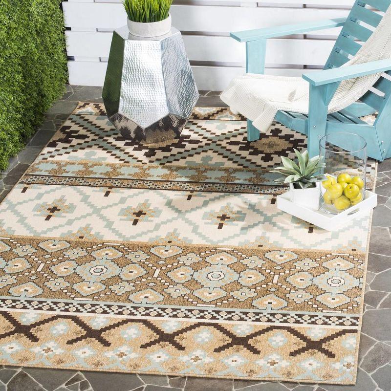 Veranda VER097 Power Loomed Indoor and Outdoor Area Rug - Creme/Brown - 5'3"x7'7" - Safavieh.