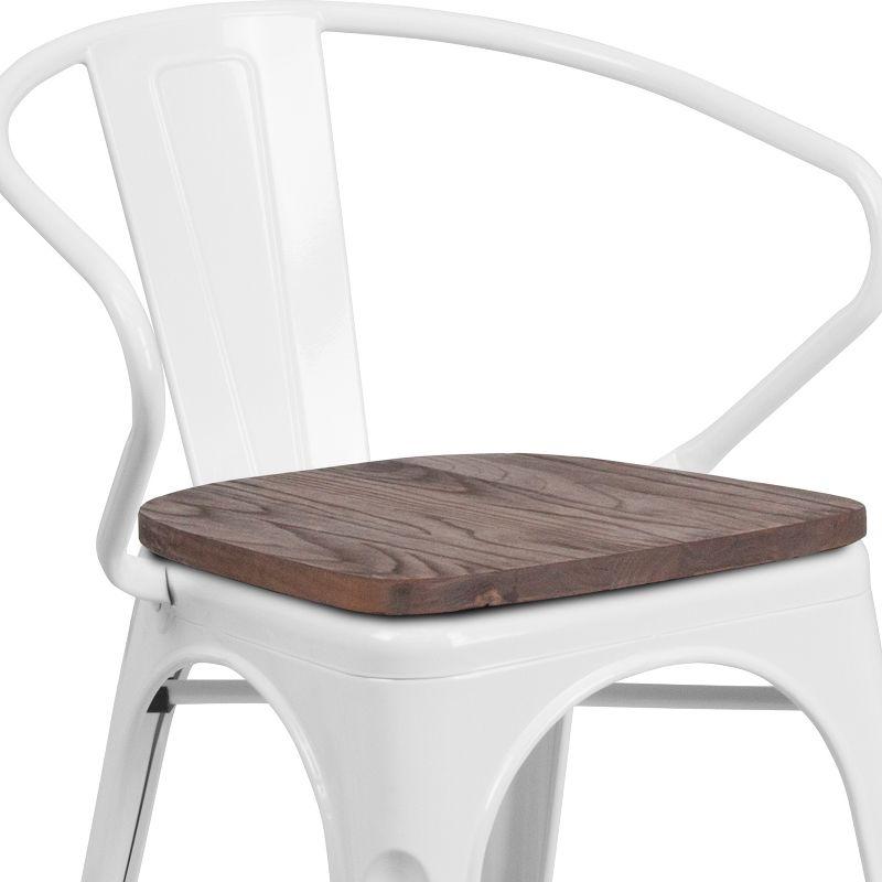 Flash Furniture Metal Chair with Wood Seat and Arms