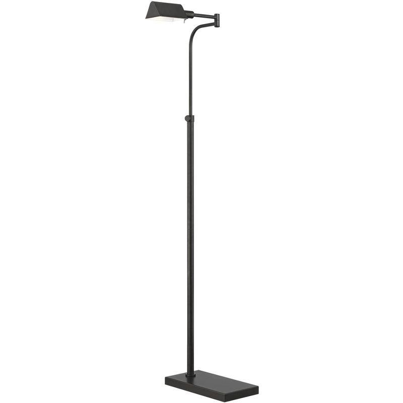 Possini Euro Design Keegan Traditional Pharmacy Floor Lamp 54" Tall Dark Bronze Adjustable Swing Arm Metal Shade for Living Room Reading Bedroom