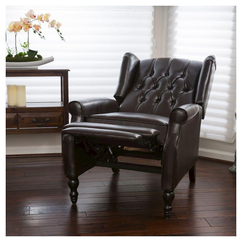 Walter Brown Bonded Leather Recliner Club Chair - Christopher Knight Home: Comfortable Seating, 250lb Capacity