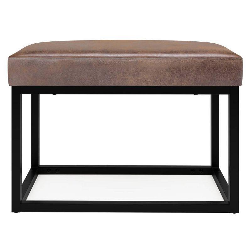 WyndenHall 26" Kerwood Contemporary Rectangle Bench Distressed Chestnut Brown: Upholstered Entryway Seating, Faux Leather