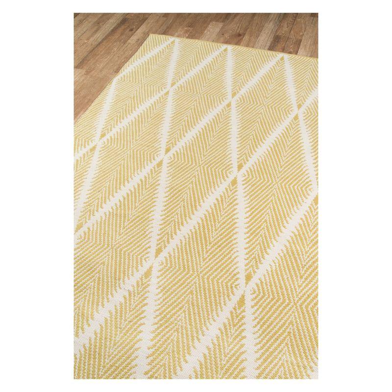 River Geometric Handmade Flatweave Yellow/White Area Rug