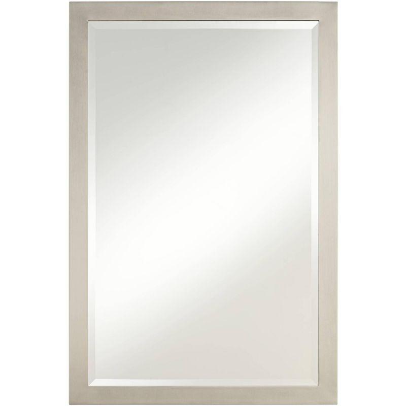 Possini Euro Design Metzeo Rectangular Vanity Wall Mirror Modern Beveled Glass Brushed Nickel Metal Frame 33" Wide for Bathroom Bedroom Home Entryway