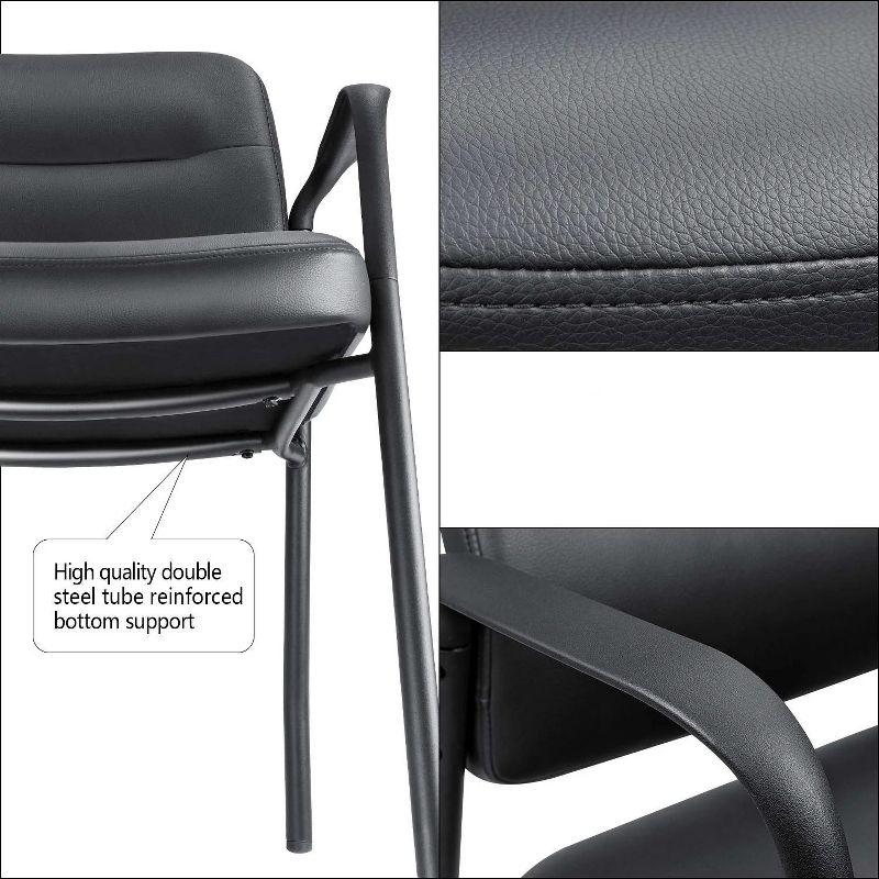 LACOO Faux Leather Guest Chair with Arms Set of 2 - Black