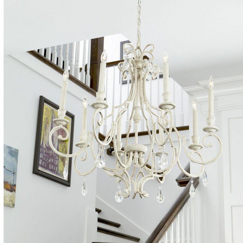 Quorum Lighting Ansley 8-Light Chandelier, Aged Silver Leaf, 29W x 26.5H, Chain Hanging, Dry Rated