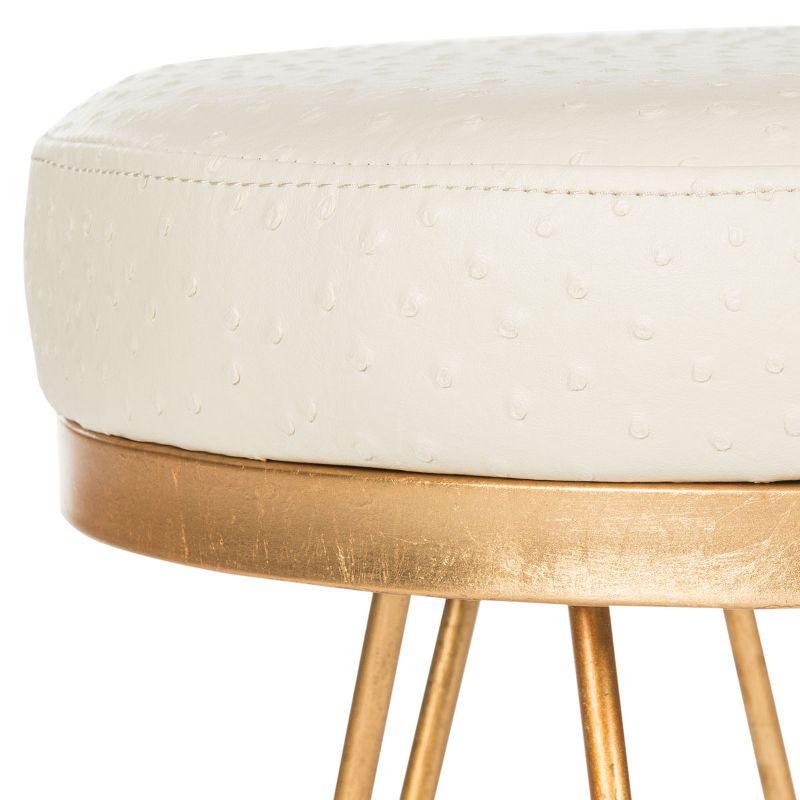 Jenine Faux Ostrich Round Bench - Cream/Gold - Safavieh