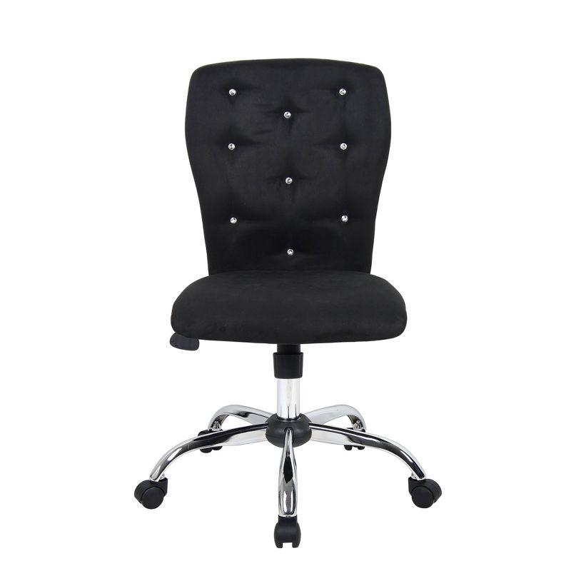 Tiffany Modern Swivel Office Chair with Crystal Tufting - Black