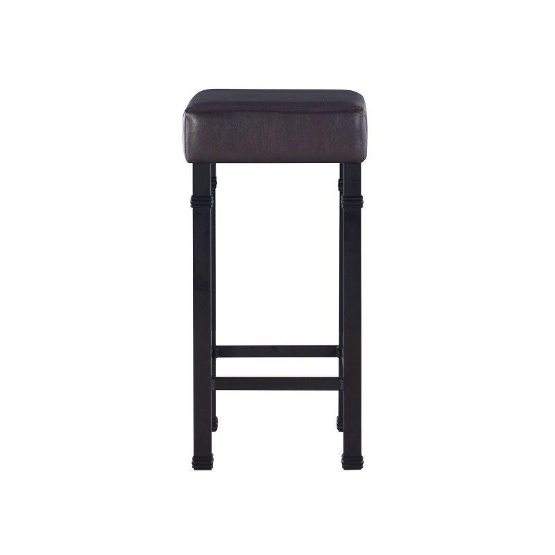 3pc Austin Faux Leather Stools Wood Pub Dining Set Metal/Black - Linon: Counter Height, Padded Seating