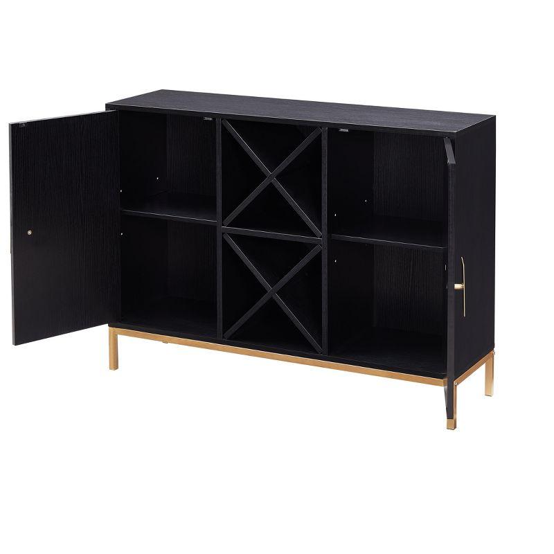 Kings Brand Furniture Wine Liquor Bar Buffet Sideboard, Cabinet with Wine Rack Storage for Kitchen, Dining Room, Black