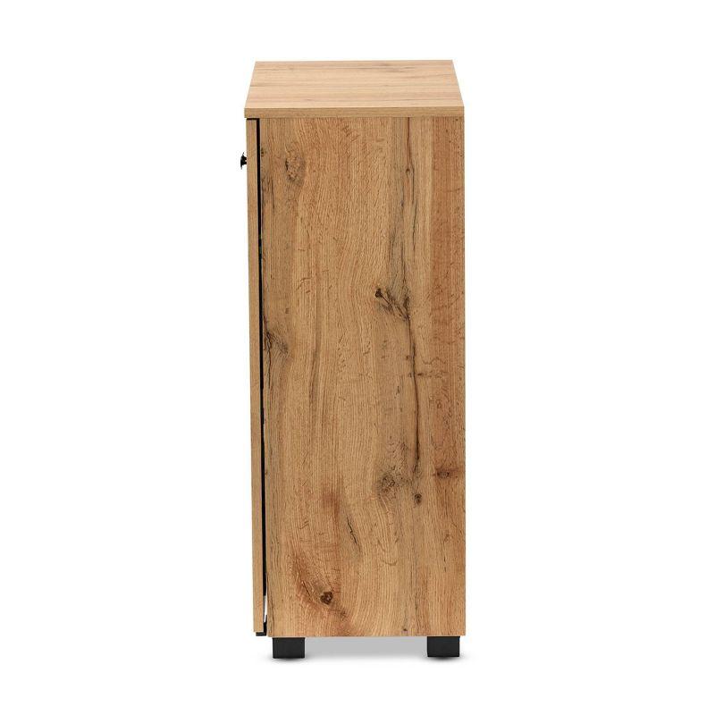 Mason Wood 2 Door Storage Cabinet with Glass Doors Oak Brown/Black - Baxton Studio: Contemporary Design, 3 Fixed Shelves