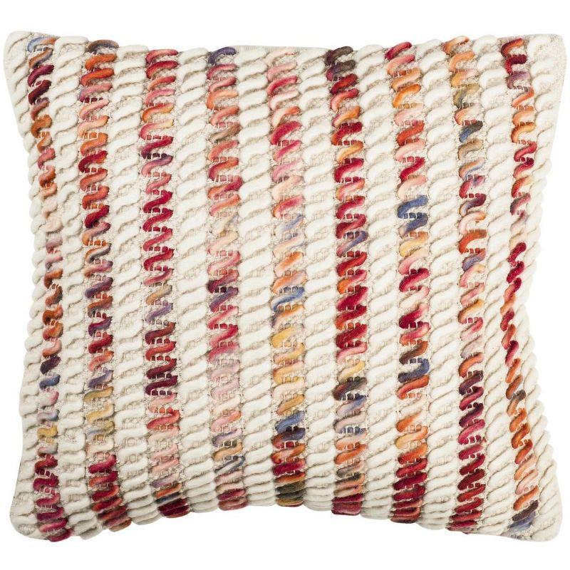 Fredonia Embroidered Wool Reversible Throw Pillow