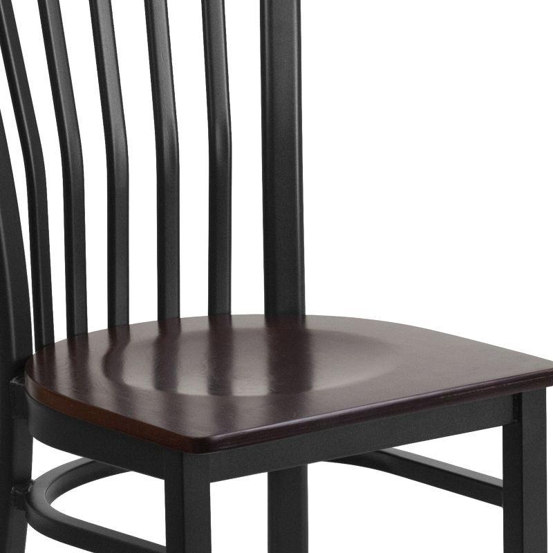 Elegant Black Steel and Walnut Wood Slat Side Chair