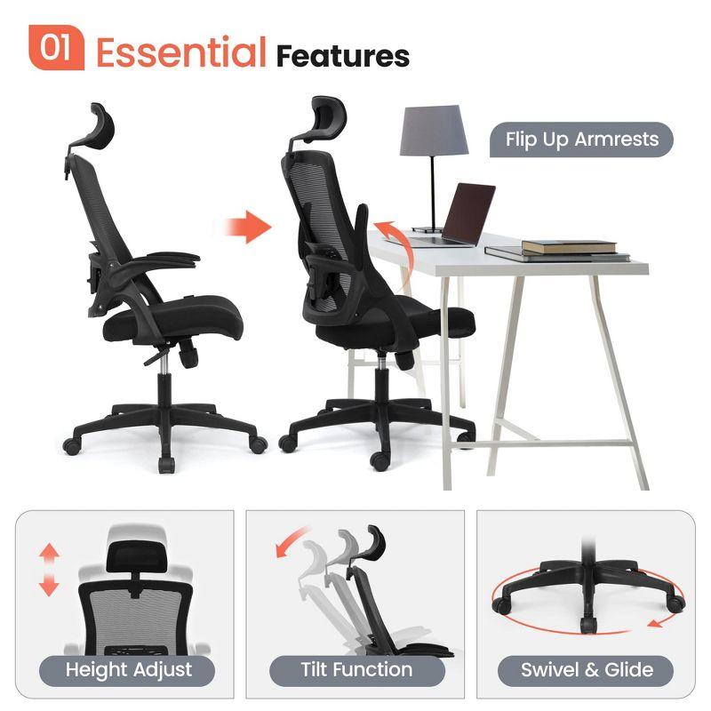 NEO Chair Reclining Mesh Office Chair Swivel Chair w/Adjustable Headrest Lumbar Support,Black/Gray/Beige