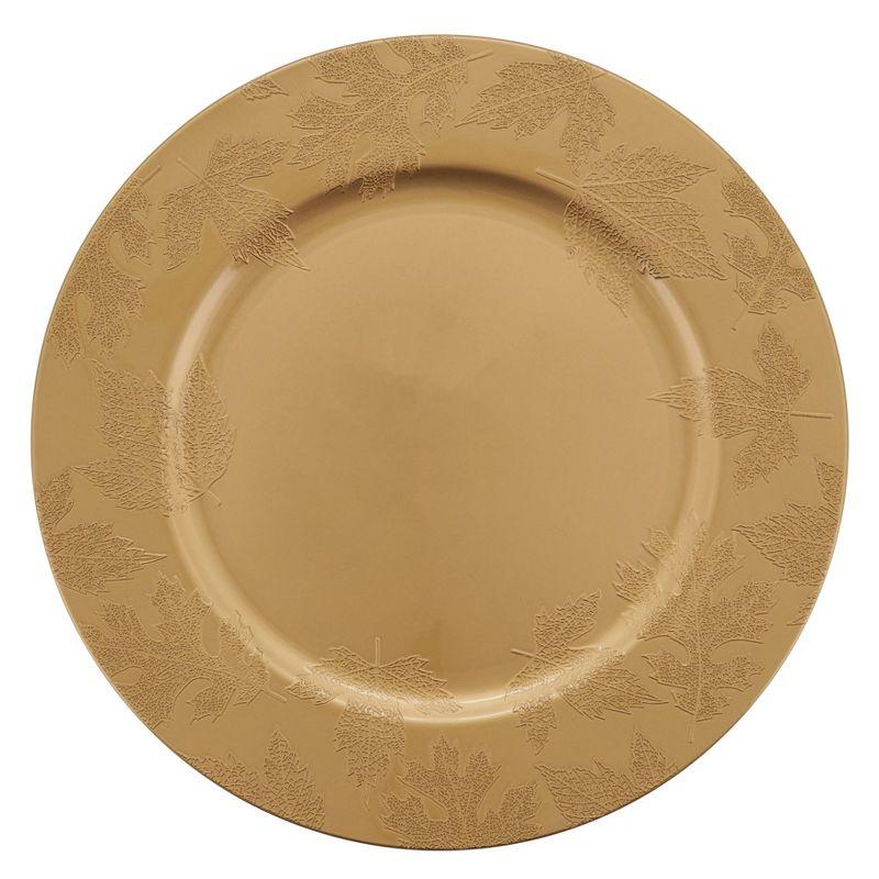 Saro Lifestyle Fall Leaf Round Charger Plates (Set of 4)