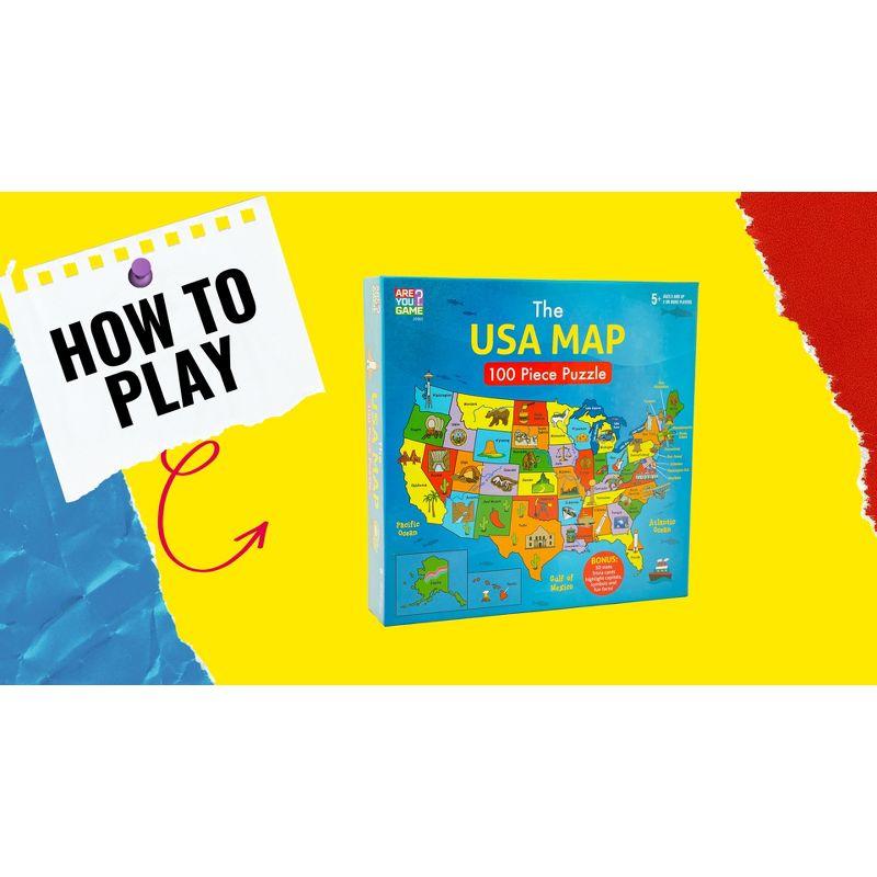 AreYouGame.com The USA Map Puzzle with Bonus Trivia Board Game