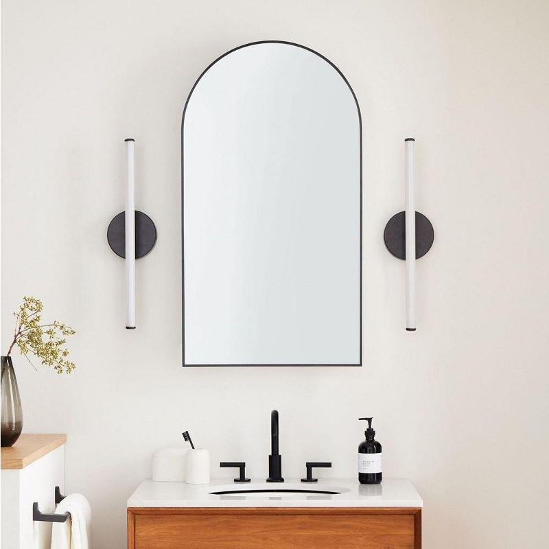 TEHOME 16 in. W x 28.3 in. H Arched Metal Framed Recessed Medicine Cabinet with Mirror for bathroom in Black