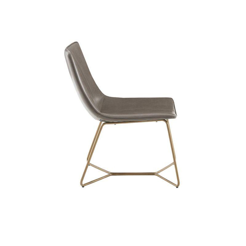 Calan Accent Chair Brown/Gold: Upholstered Polyurethane, Metal Base, Home Office Seating