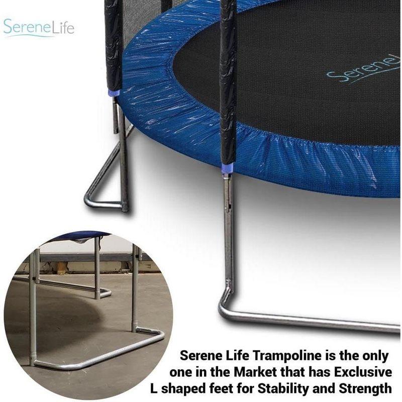 SereneLife 8ft Outdoor Jumping Trampoline with Safety Net Enclosure SLTRA8BL - Large Jumping Surface