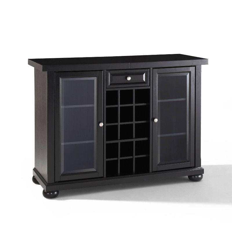 Crosley Alexandria Sliding Top Bar Cabinet Black: Rubberwood Construction, Wine & Glass Storage, Adjustable Shelves