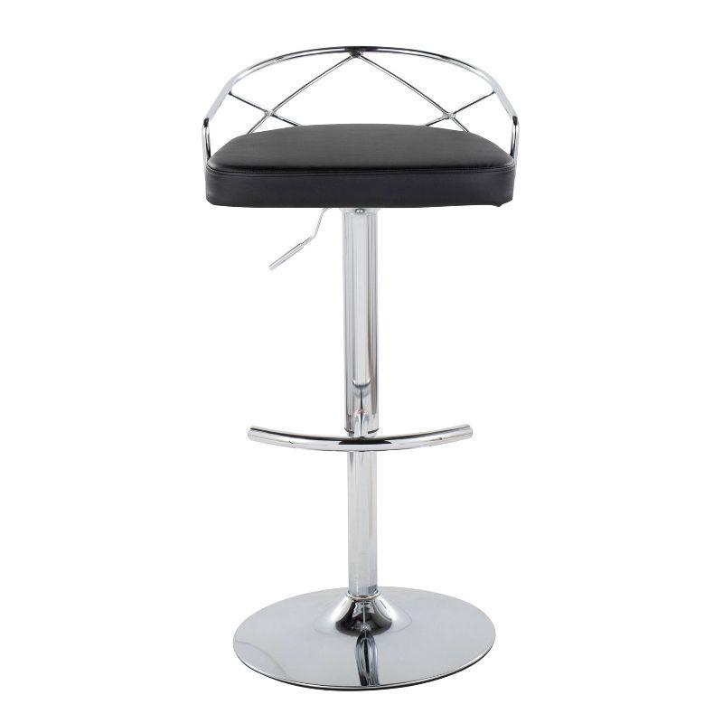 Set of 2 Charlotte Adjustable Barstools Chrome/Black - LumiSource: Rounded Back, Swivel Seat, Metal Frame, Faux Leather