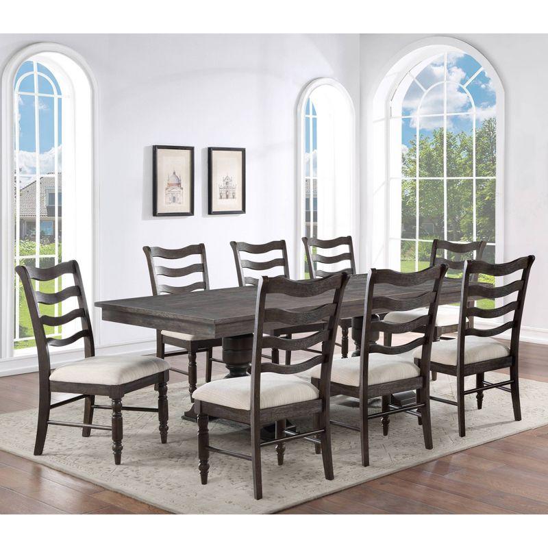 Hutchins Washed Espresso 9-Piece Dining Set with Ladder Back Chairs