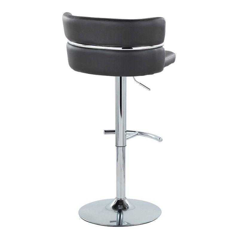 Set of 2 Cinch Adjustable Barstools Chrome/Black - LumiSource: Swivel, Upholstered, Metal Frame, Footrest