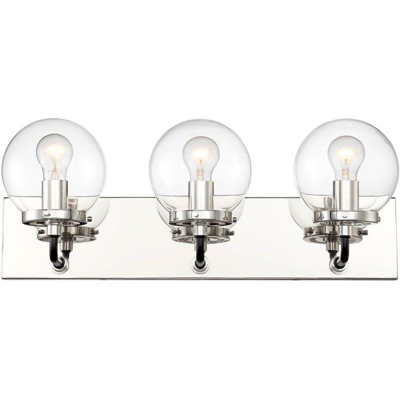 Fairling Polished Nickel 3-Light Wall Sconce with Clear Glass Globes