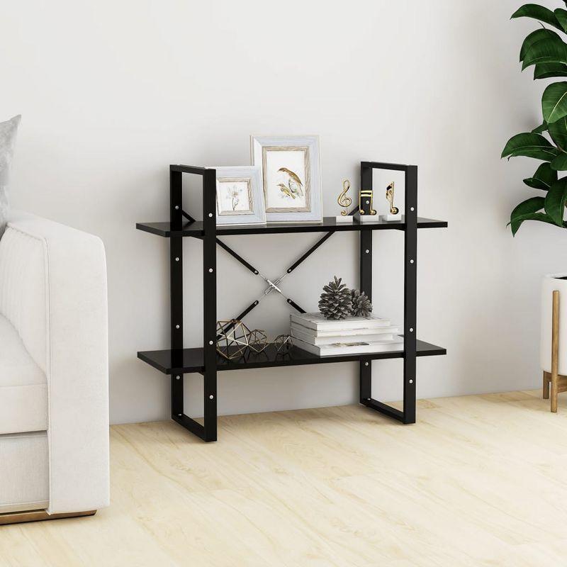 vidaXL 2-Tier Book Cabinet Black 31.5"x11.8"x27.6" Engineered Wood