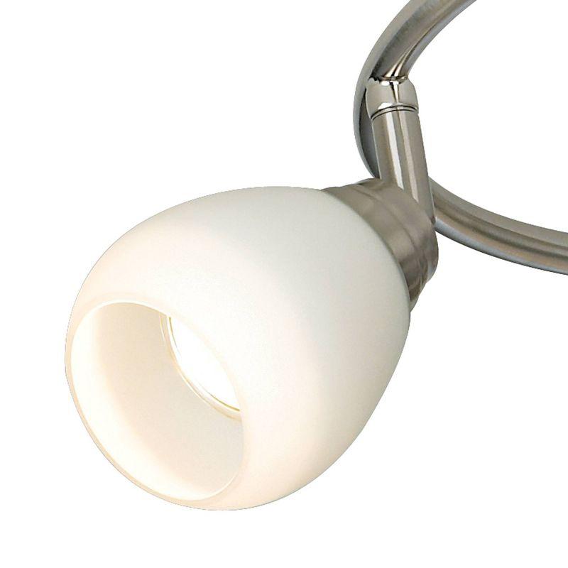 Pro Track Mini S-Wave 6-Head LED Ceiling Track Light Fixture Kit Spot Light GU10 Brushed Nickel Finish White Glass Mid Century Modern Kitchen 38" Wide