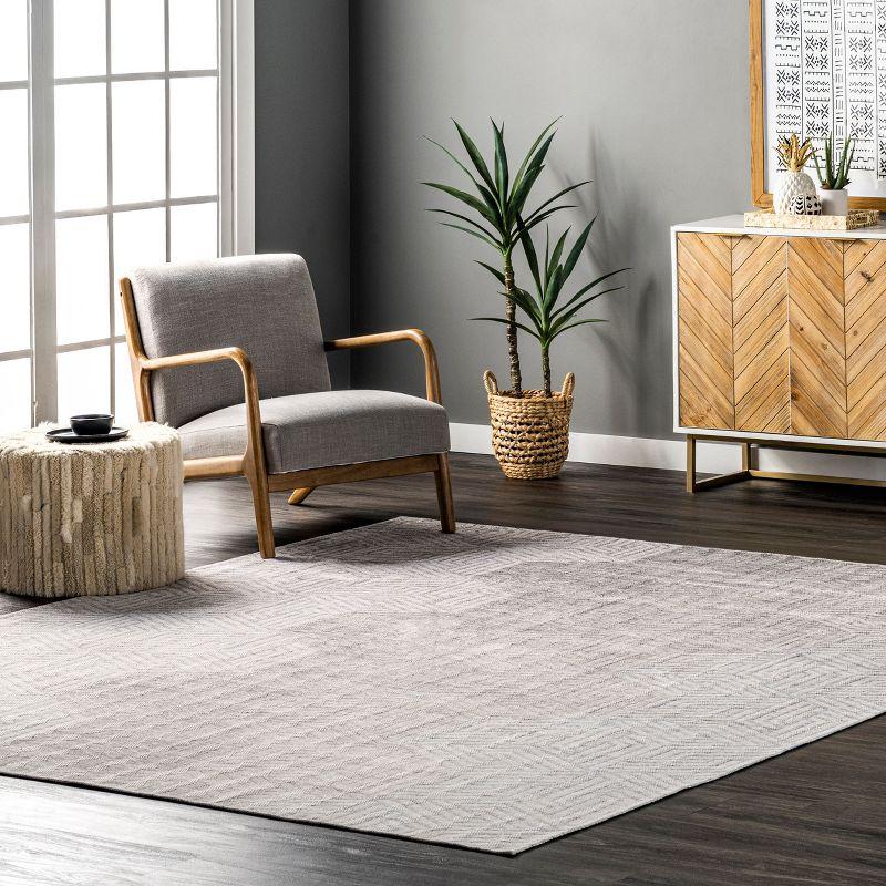 Nuloom Adeline Geometric 8x10 Machine Washable Indoor Area Rug for Living Room Bedroom Dining Room Kitchen, Beige/Light Grey