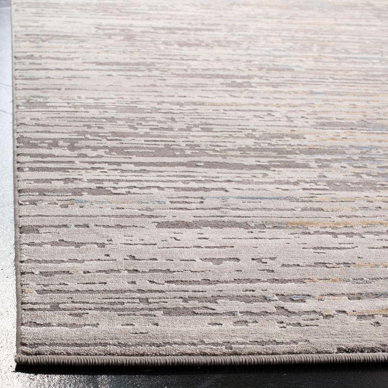 Abstract Elegance 4' x 6' Hand-Knotted Grey Synthetic Area Rug