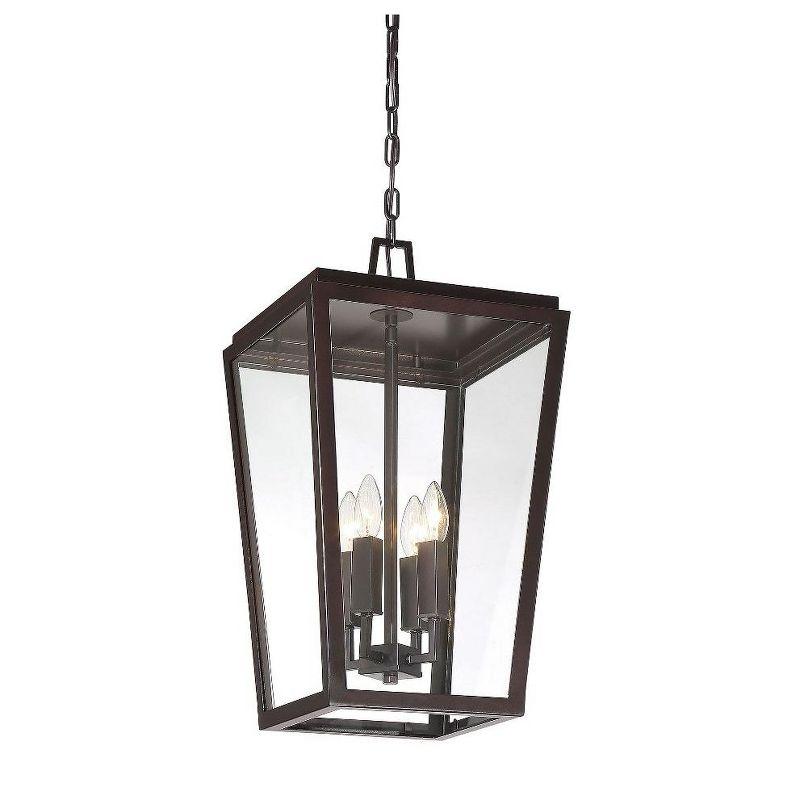 Milton 4-Light English Bronze Glass Outdoor Hanging Lantern