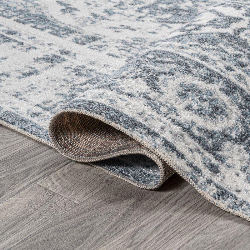 JONATHAN Y Keesha Bold Distressed Medallion Low-Pile Machine-Washable Cream/Blue 5 ft. x 8 ft. Area Rug