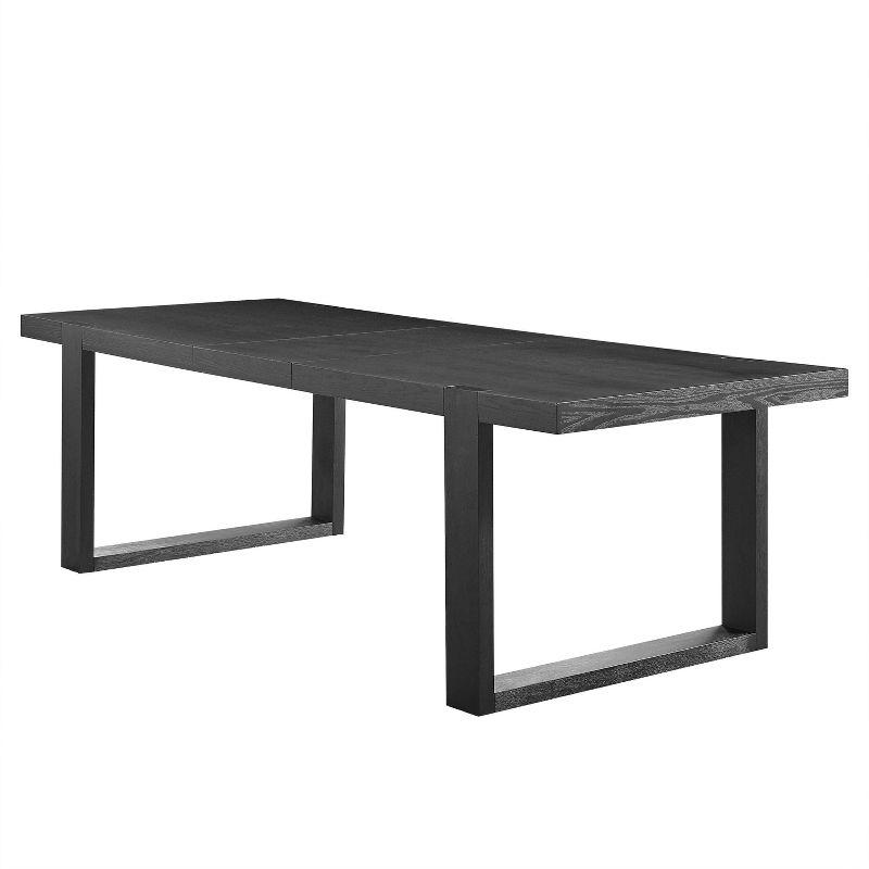 Yves Extendable Dining Table Gray - Steve Silver Co.: Seats 8, Modern Double-Pedestal, Removable Leaf