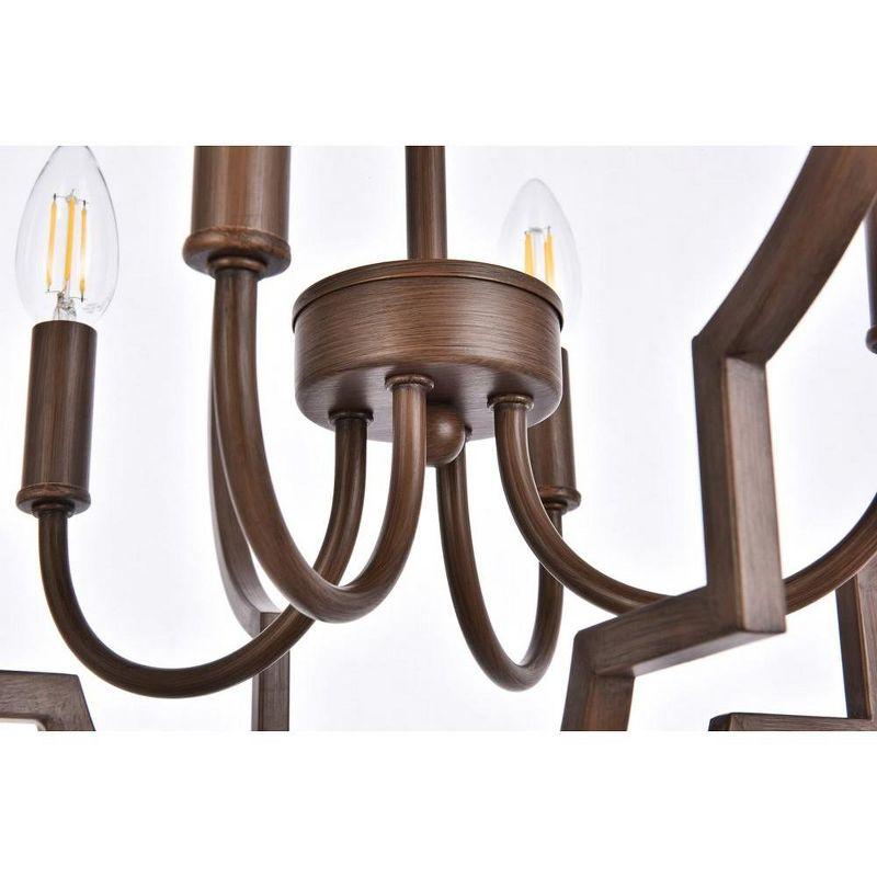 Elegant Lighting Sandara 4 lights pendant in weathered oak