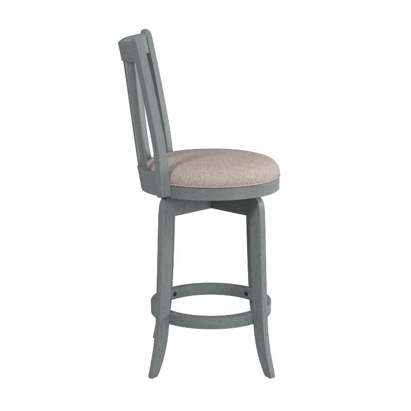 Hillsdale Furniture 25.75" Savana Swivel Counter Height Barstool Blue (Wirebrush)/Cream : Upholstered, Wood Legs, 250lb Capacity