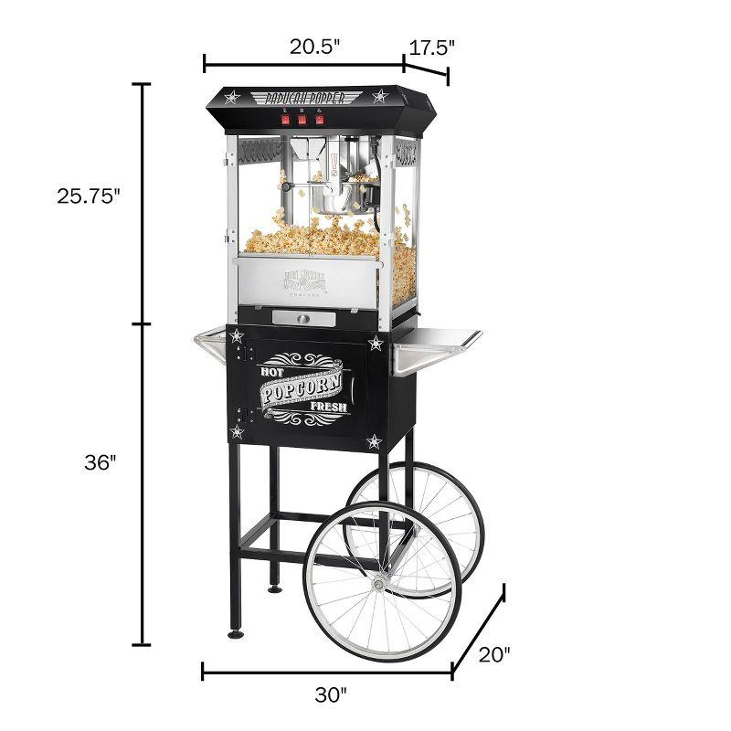 Great Northern Popcorn 8 oz. Kettle Antique-Style Popcorn Popper Machine With Cart - Black