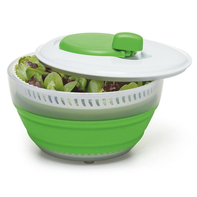 Prepworks Collapsible 3qt Salad Spinner: Dishwasher-Safe, Nonslip Base, Adjustable Handle, Green Lettuce Spinner