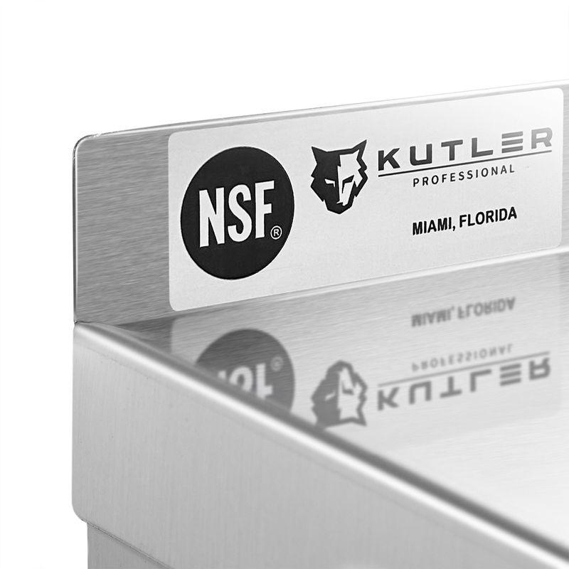 KUTLER Stainless Steel Shelf, NSF Commercial Wall Mount Shelves w/ Backsplash, Floating Metal Mounted Shelving for Restaurant, Kitchen, Home