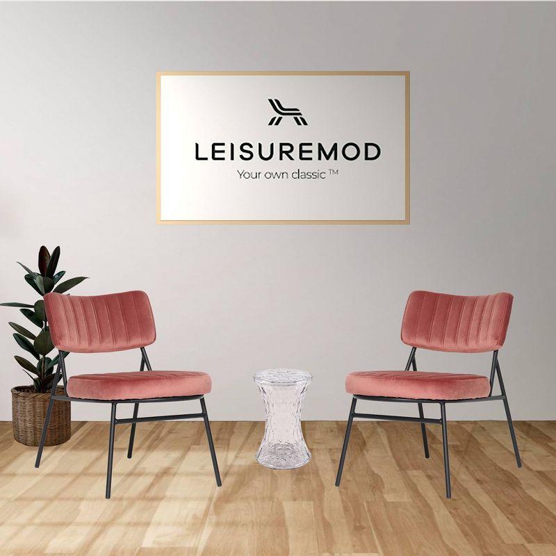 LeisureMod Marilane Velvet Accent Chair with Metal Frame