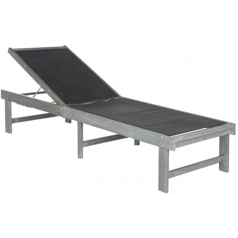 Contemporary Gray Acacia Wood Recliner Chaise Lounge