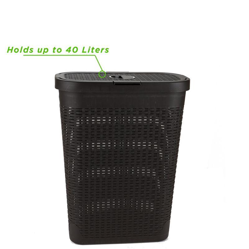 Mind Reader 40L Slim Laundry Hamper, Clothes Basket, Lid, Wicker Design, Plastic & Reviews | Wayfair