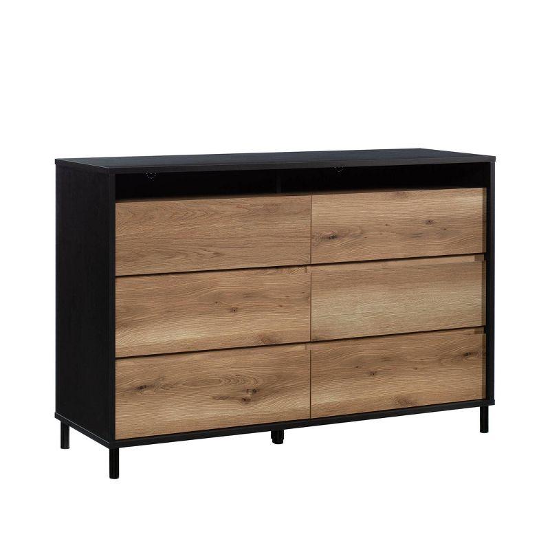 Raven Oak and Timber 6-Drawer Modern Dresser with Metal Accents