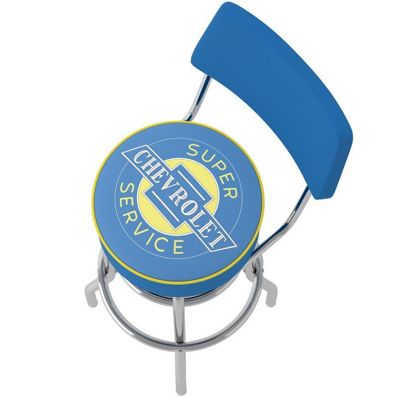 Trademark Global Chevy Super Service Swivel Upholstered Counter Stool with Metal Frame