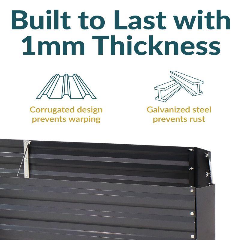 Sunnydaze Outdoor Galvanized Steel L-Shaped Raised Garden Bed for Plants, Vegetables, and Flowers - 59.5" - Dark Gray