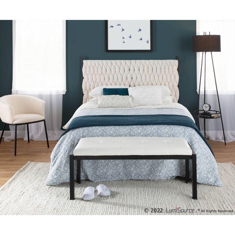 46" Fuji PU Leather/Metal Bench Black/White - LumiSource: Padded, Entryway, End of Bed