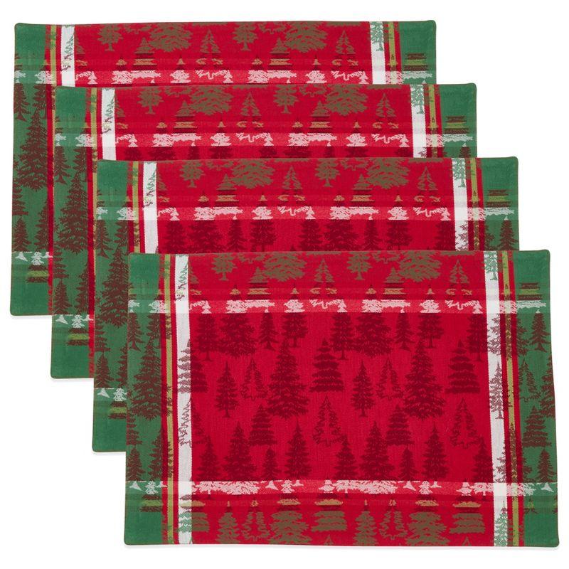 Saro Lifestyle Christmas Tree Plaid Placemat, 13"x19" Oblong, Multi (Set of 4)