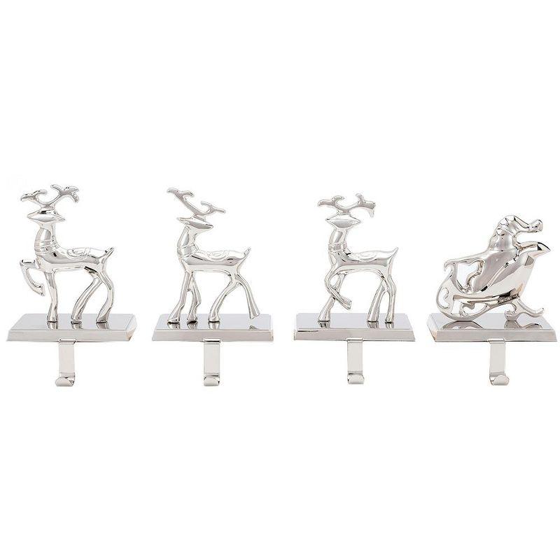 BirdRock Home Reindeer and Santa Claus Stocking Holder Set for Mantle