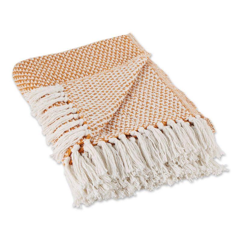 50"x60" Basketweave Cotton Throw Blanket - Pumpkin Spice